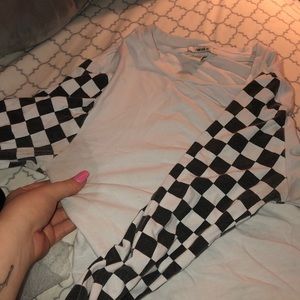 Long sleeve checkered Forever21 crop top M